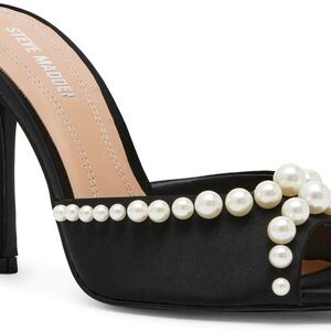 Steve Madden Black Heels with Pearl Accents